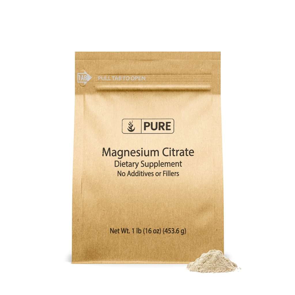תכונות מקוריות טהורות Magnesium Citrate (1lb) Magnesium Supplement, Unflavored, Dissolves Easily