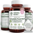 מזון טבעי Nutra Whole מזון מלא Multivitamin ומינרל עבור נשים וגברים, אנרגיה Booster, עוזר לשמור על תוספי בריאות העצם, משפר את תפקוד המוח ואת העור, לעזור לשפר את האנונימיות 60 קפסולות