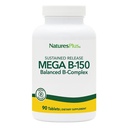 Natures Plus Mega B-150 Complex - 90 טבליות אנדרוטריות שחררו - תוספי ויטמין B מורכבים - Gluten Free - 90 משרתות