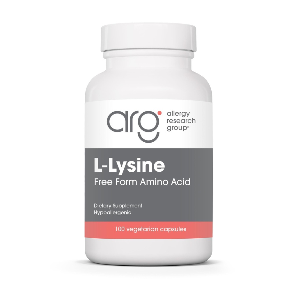 Allergy Research Group L-Lysine - Immune Support, L-Lysine HCI, Free Form Amino Acid, 500mg, Pure, אורגני, צמחוני קפסולות - 100 הרוזן