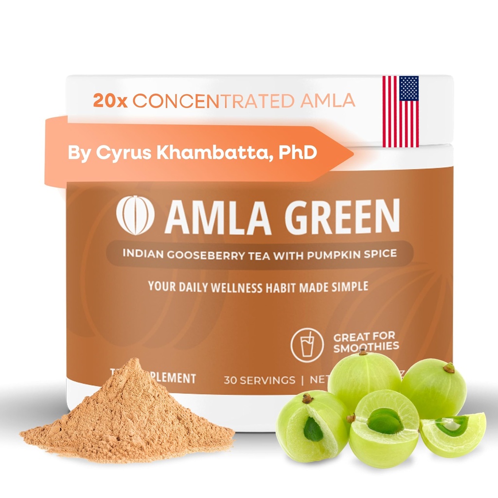Amla אבקת Superfood תוספת עם Pumpkin Spice, 20x Ultra ריכוז Amla, Made עם Cinnamon, ג'ינג'ר, Nutmeg, Cloves, Allspice, Cardamom, Joozberries, Pumpkin Spice, 30 משרתות