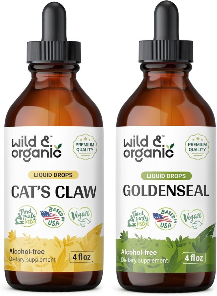 Wild & Organic Cat's Claw Tincture 4 fl oz & Goldenseal Tincture 4