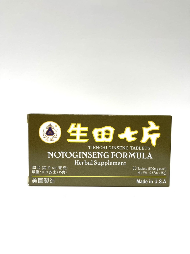 Lao Wei Notoginseng פורמולה - Tienchi גינזנג טבליות צמחי מרפא עוזר לקידום Circulation ואת כללי הגוף של להיות 500 מ"ג 30 טבליות שנעשו בארה"ב