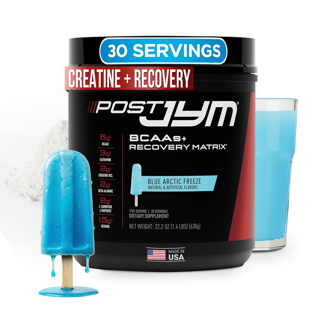 JYM תוסף Science Post JYM Active Matrix Blue Artic Freeze Amino Recovery אבקת Pure Creatine HCL, BCAA, Glutamine, Carnitine, Betaine, Turine for Strength, תיקון, ביצועים 30 משרתות