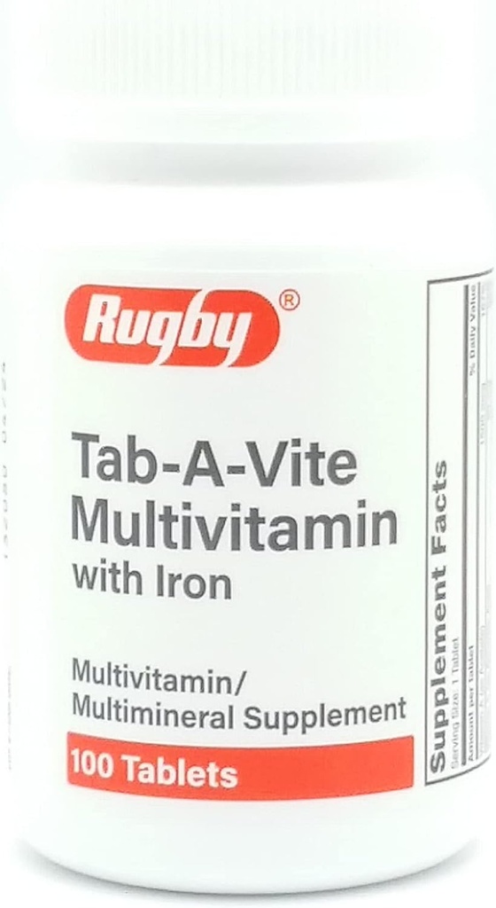 ברבי מעבדות Tab-A-Vite Multivitamin עם ויטמין A, C, D Thiamin Riboflavin Niacin Folate Pantothenic Acid 100 טבליות (Pack של 1)