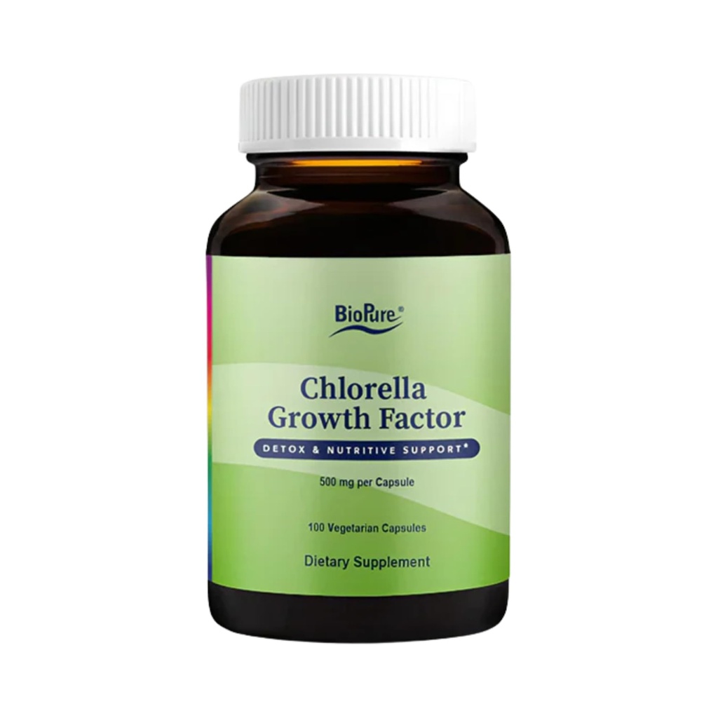BioPure Chlorella Growth Factor כמוסות - מזון תזונתי, Nutraceutical Superfood ארוז עם חלבונים, ויטמינים, מינרלים ו Amino Acids התומכים מטאבוליזם, Detox & Immunity - 100 קפסולות