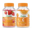 Lifeable Collagen & ויטמין C + ויטמין C 750 מ"ג, חניכיים בונדלה - גדול Tasting, ויטמין תוסף, Gluten Free, GMO Free, Chewable Gummy