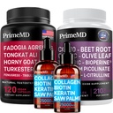 נוזל קולגן ביוטין (2pk), Fadogia טונגקאט עלי (1pk), ו Nitric Oxide (1pk) תוסף Bundle - ויטמינים לשיער, עור, ציפורניים, לב, אנרגיה ותמיכה טסטוסטרון - non-GMO, טבעוני טבעוני