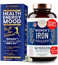 ברזל ו Folic Acid תוספי עבור נשים - 35 מ"ג Gentle Iron ויטמין, Folic Acid 400mcg - אנמיה, תקופת, תוספת תמיכה הריון, פרייזר Sulfate Pills - 60 טבעונית ללא עצירות טבליות