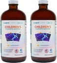 LIQUIDHEALTH Children's Complete Liquid Multivitamin for Kids, טודלרים - ויטמינים חיוניים, חומרים מזינים ומינרלים, תמיכה במזל, Gut Health - Made in the USA, Vegan, non GMO, Sugar-Free (2 Pack)