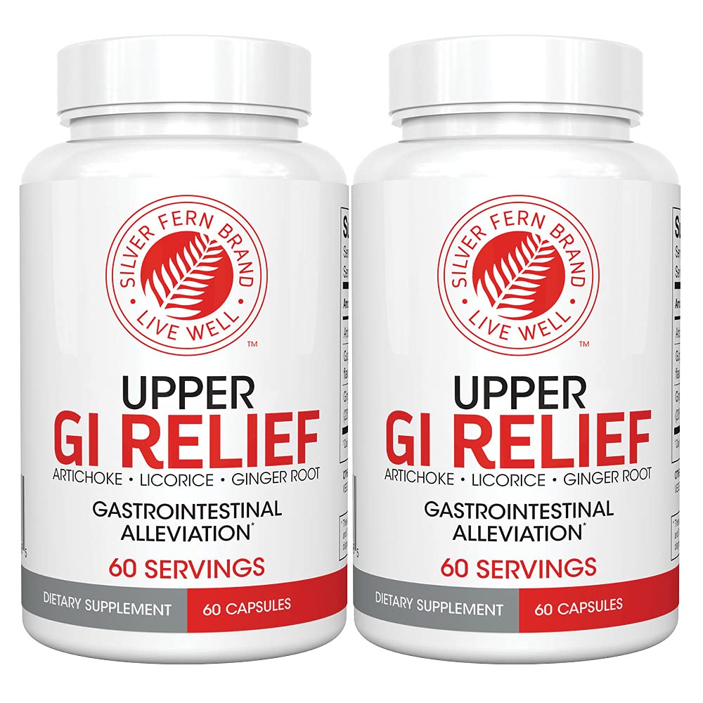 Silver Fern GI הקלה - תוסף צמחי טבעי - כל טבעי עם Artichoke Leaf Extract Extract, ג'ינג'ר Root Extractonoids (בקבוקים - 120 קפסולות - 60 יום אספקה)