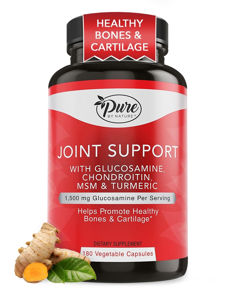 Pure By Nature Joint Support, Glucosamine עם Chondroitin Turmeric MSM Boswellia תוסף, 180 קפסולות