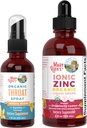 MaryRuth Organics גרון Spray (Vanilla) & Zinc Drops (Riawberry לימון) | USDA אורגני, נקי תווית פרויקט מאומת ® | ויטמינים עבור סיוע בגרון, חסינות ובריאות כללית | טבעונית, Non-GMO