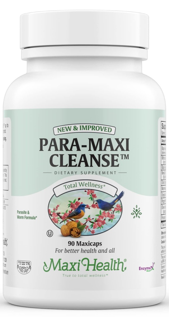 Maxi Health Intestinal Cleanse for Humans - קולון טבעי גוט פלורה גוף Detox לנשים - Gut ניקוי לגברים - Bloated Belly Relief with Black Walnut Wormwood Herb (90 קפסולות)