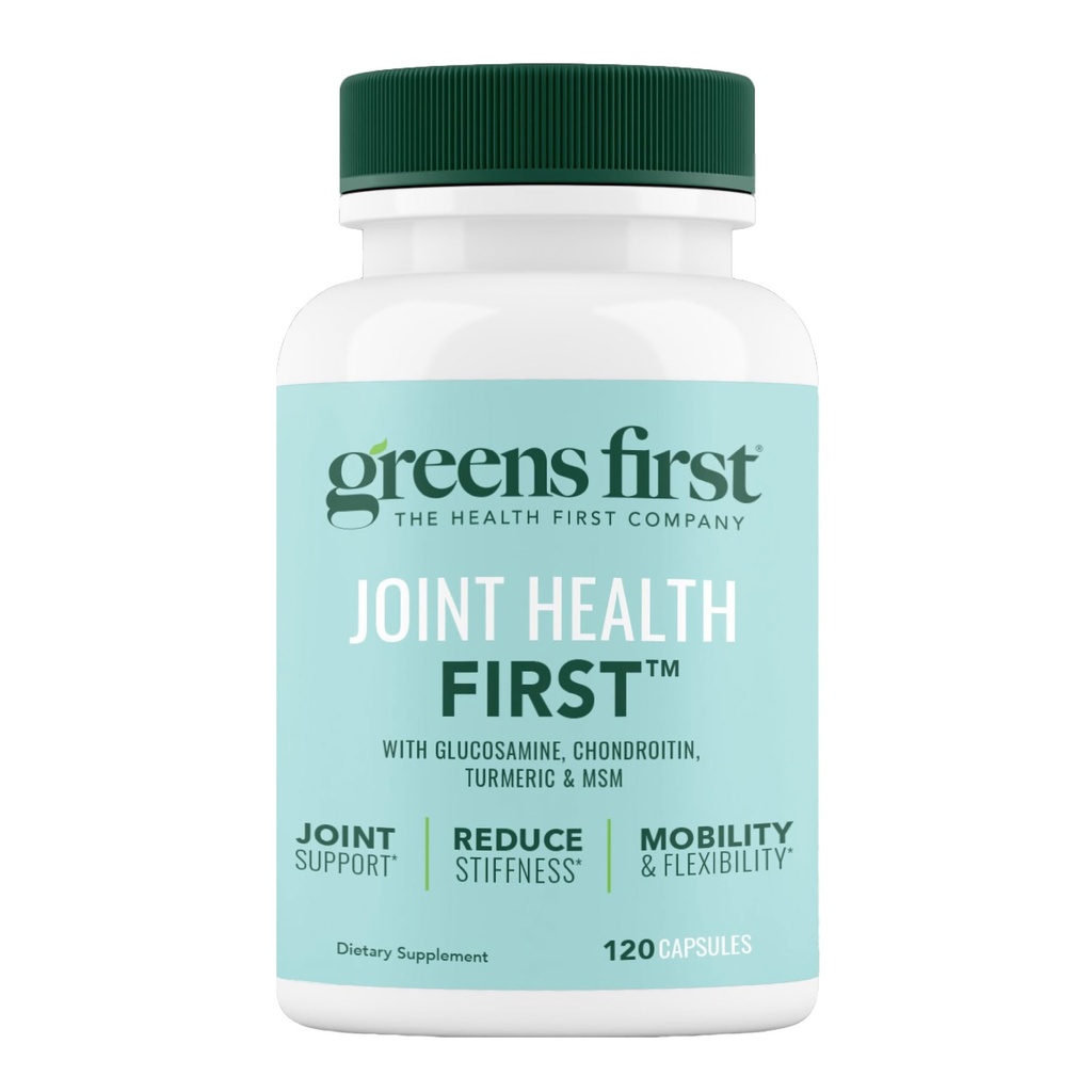 Greens First Joint Health First - תוסף תמיכה משותף טבעי עם MSM, Turmeric, Ashwagandha, & ג'ינג'ר - לתמיכה משותפת - Non-GMO / Dairy-Free / gluten-Free (120 Softgels)