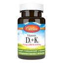 קרלסון - ויטמין D3 + K2, 50 mcg (2000 IU) ויטמין D3 & 90 mcg ויטמין K2 כמו MK7, תמיכה העצם, Calcium Absorption, 120 קפסולות