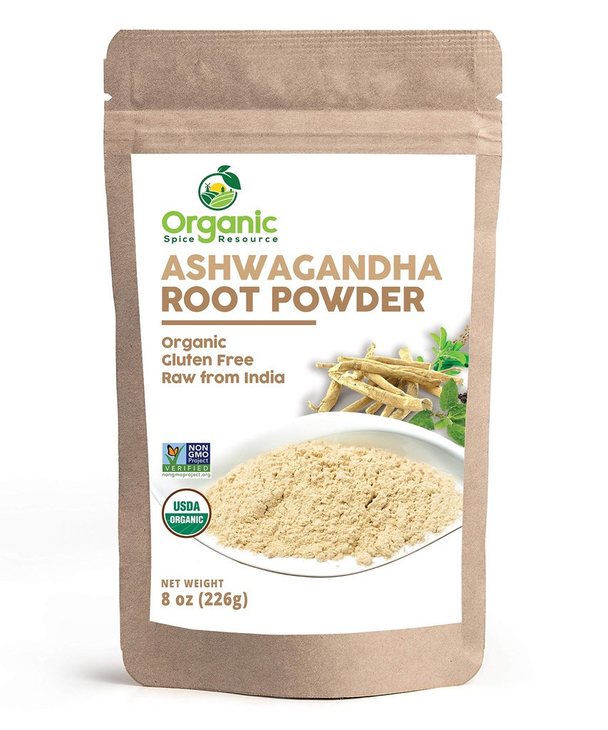 אורגני Ashwagandha Root אבקה -8 Ounce | מעבדה נבדקה עבור Purity | Resealable Kraft Bag, non-GMO, Indian גינזנג, Withania Somnifera -100% Raw מהודו, על ידי SHOPOSR (8 oz)