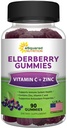תזונה ידועה Sambucus Elderberry Gummies עם Zinc ו ויטמין C - תוספת חניכיים קפסולות גלולות - Black Elderberries w /VIT C עבור מבוגרים Immune תמיכה - 90 מסטיקנים