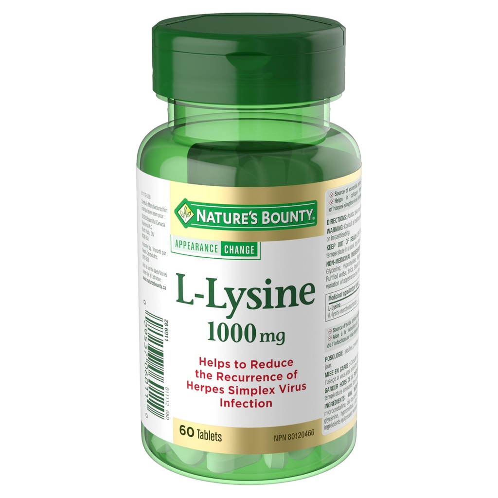 Nature's Bounty L-Lysine - 1000 מ"ג - 60 טבליות