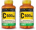 MASON NATURAL ויטמין C 500 מ"ג - תמיכה מערכת החיסון בריאה, אנטיקסידנט וחומרי תזונה חיוניים, 100 טבליות (Pack of 2)