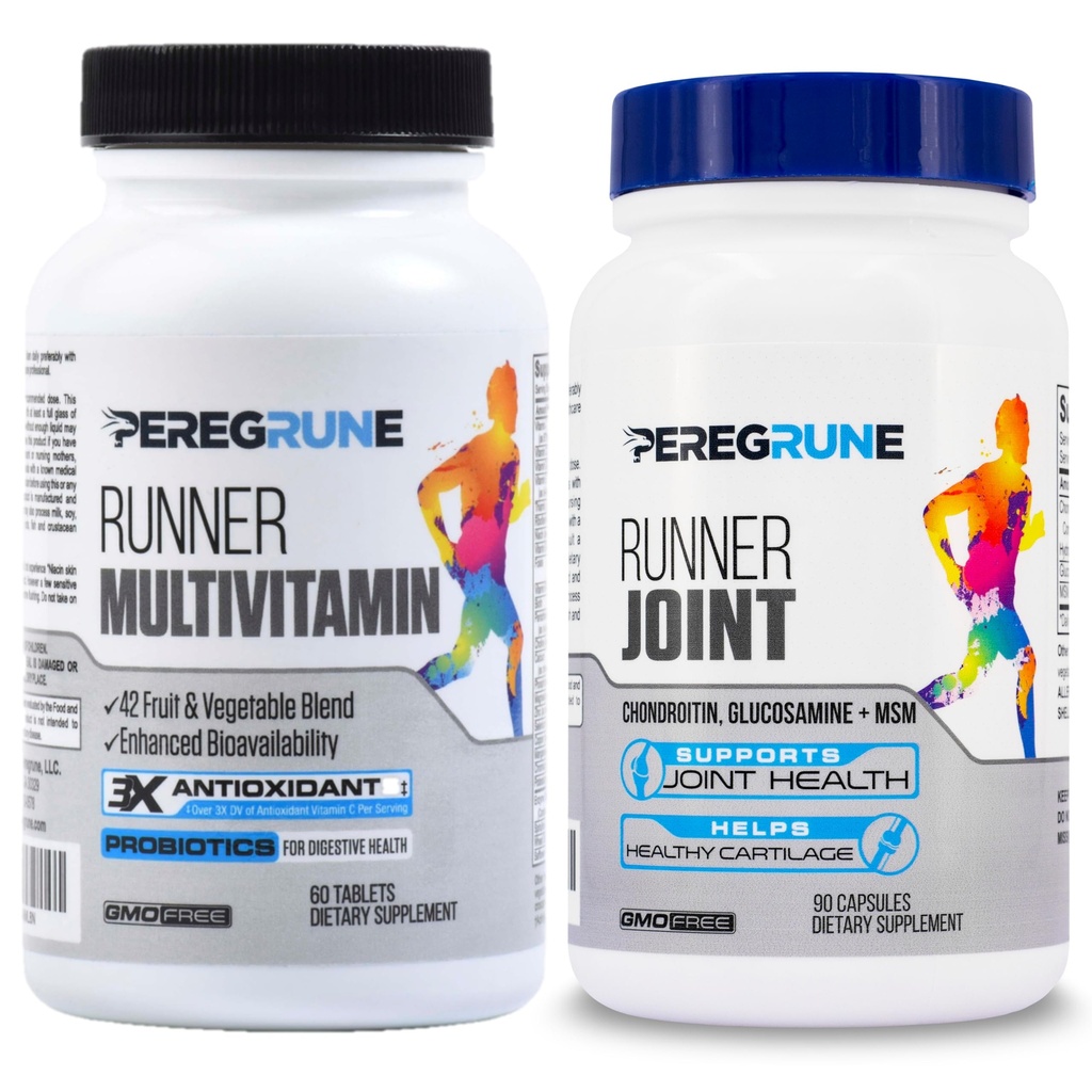 runner Multivitamin & Joint Support Supplement - Antioxidants, ויטמין B Complex, Probiotics for Health, Energy, Endurance, Recovery - Glucosamine Chondroitin, MSM - GMP ריצה תוספי מזון