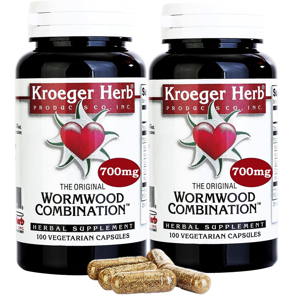 Croeger Herb מוצרים, Wormwood Herb, Black Walnut, Clove, Quassia, Worm Wood Detox ניקויse - Wormwood קפסולות, non-GMO, Gluten Free, No Preservatives או Fillers - 200 קפסולות, מיוצר בארה"ב