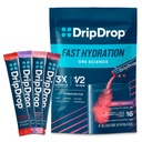 DripDrop hydrotion Packets - ג'ו וריאציות Pack - Single Serve Electrolytes אבקת משקה Mix - Grape, פירות Punch, Strawberry Lemonade, Cherry - non-GMO, Gluten Free, טבעוני - 16 מקלים