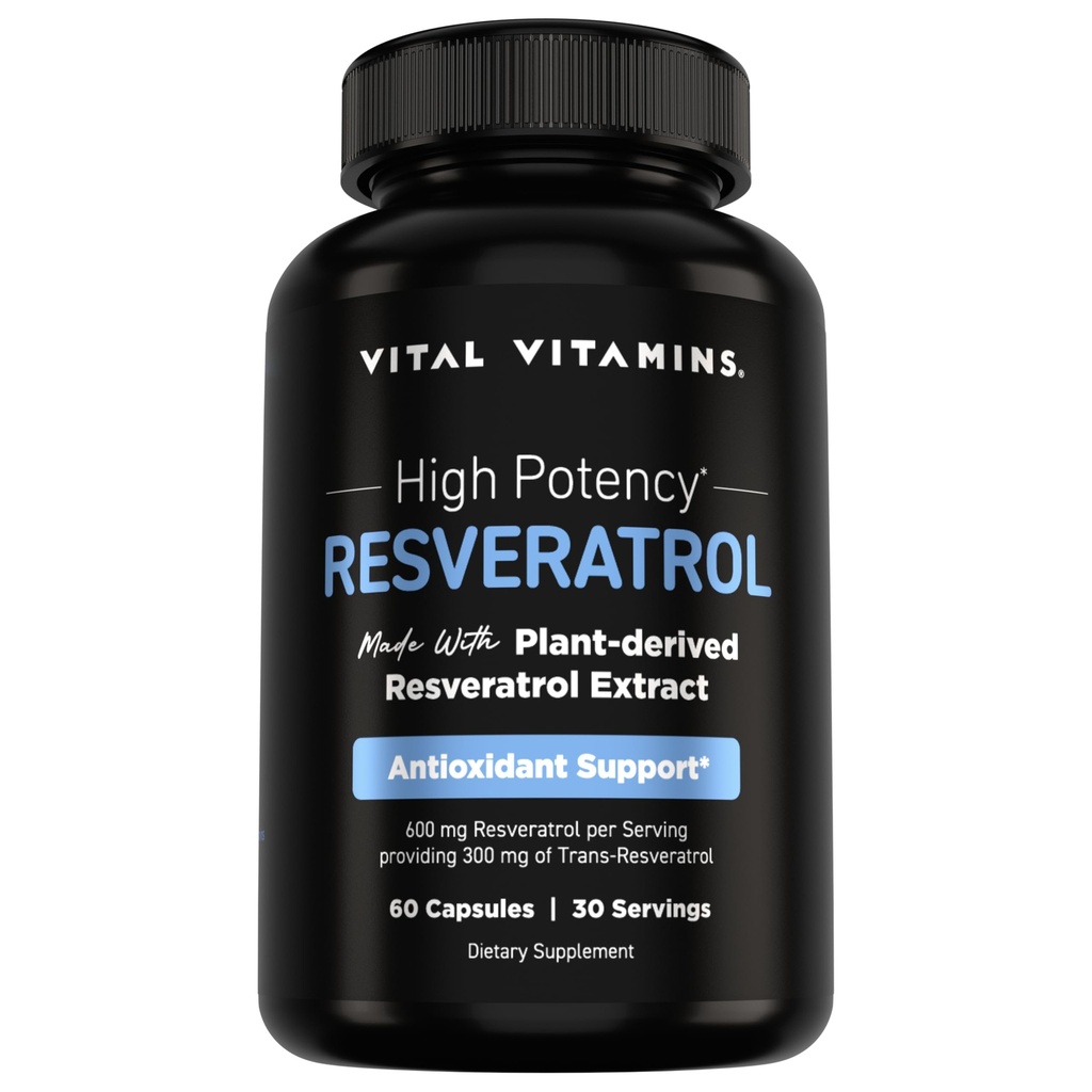 ויטמין Vital Resveratrol תוסף - תמיכה אנטי-חמצן, חיידק סלולרי, פונקציונליות קוגניטיבית - 60 קפסולות