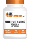 BulkSupplements.com Multivitamin Softgels - Daily Multivitamin, Multimineral Supplement, for Adults with Fish Oil - Gluten Free, 1 Softgel per Serve, 90 Count (Pack of 1)