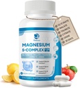 5in-1 Magnesium מורכב תוספת עם ויטמינים ו- Herbal Extracts, 30 ימים אספקה עם Magnesium Glycinate Citrate Malate Turate Oxide עבור Calm העצם שריר אנרגיה Cortisol Balance, טבעוני