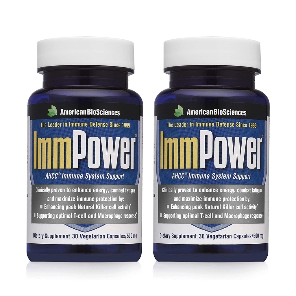 BioSciences ImmPower | תמיכה מוגברת של Immune, Natural Killer Cell Activity & Cytokine הפקה | 30 קפסולות צמחוניות, 500 מ"ג של AHCC לכל קפסולה (2 Pack)