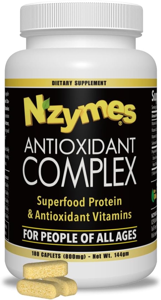Nzymes® Antioxidant Complex for People תוסף אנטי-חמצן חזק, ויטמין C, ויטמין E, ויטמין A, Selenium, Live Spתוואי Enzymes. 180 הרוזן - Made in the USA