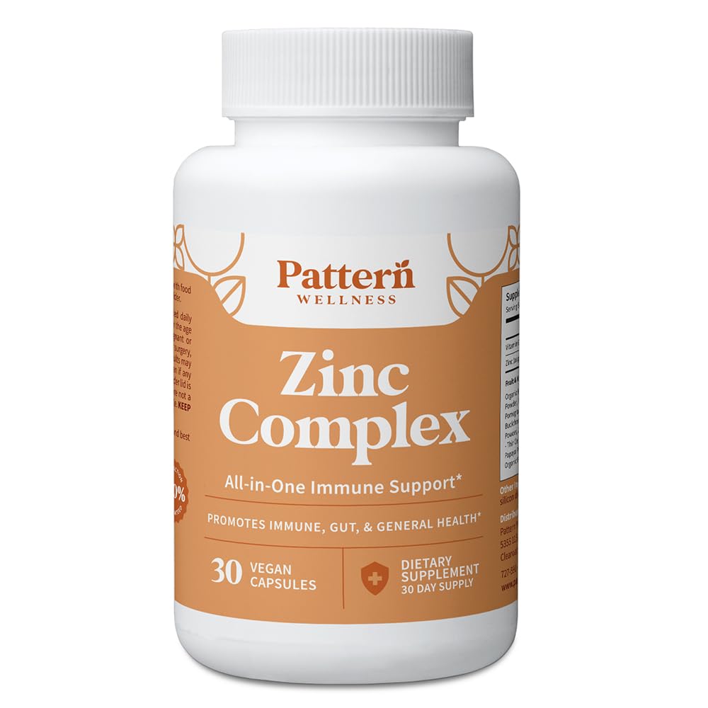 תבנית כלולה - תמיכה Immune, Skin & Digestive Health - High Absorption Zinc with ויטמין C, Probiotics & Natural בלדות - 30 קפסולות טבעוניות