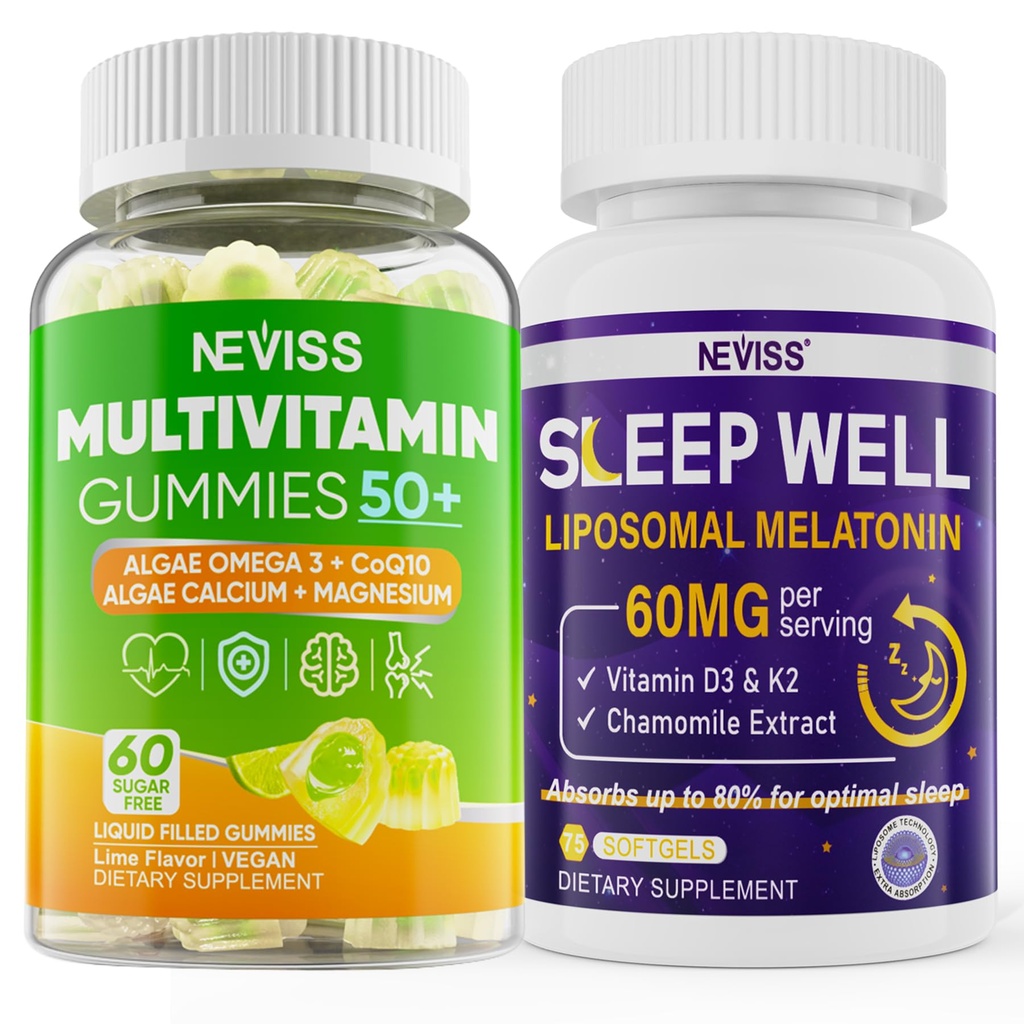 50+ Multivitamin Gummy ומלטונין 60mg Bundle