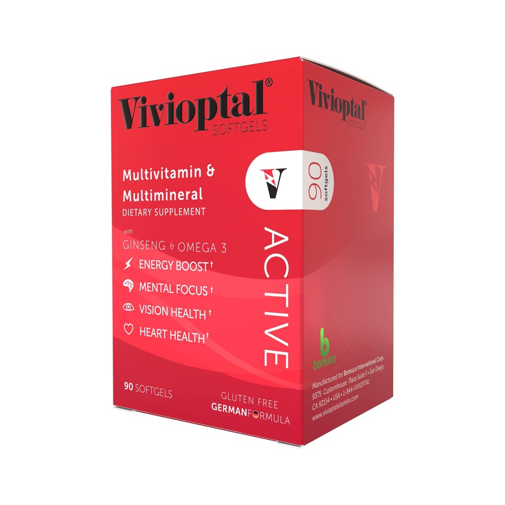 Vivioptal Active, 90 Softgels, Geneseng & אומגה 3, Multivitamin & Multimineral, Gluten Free, German Formula