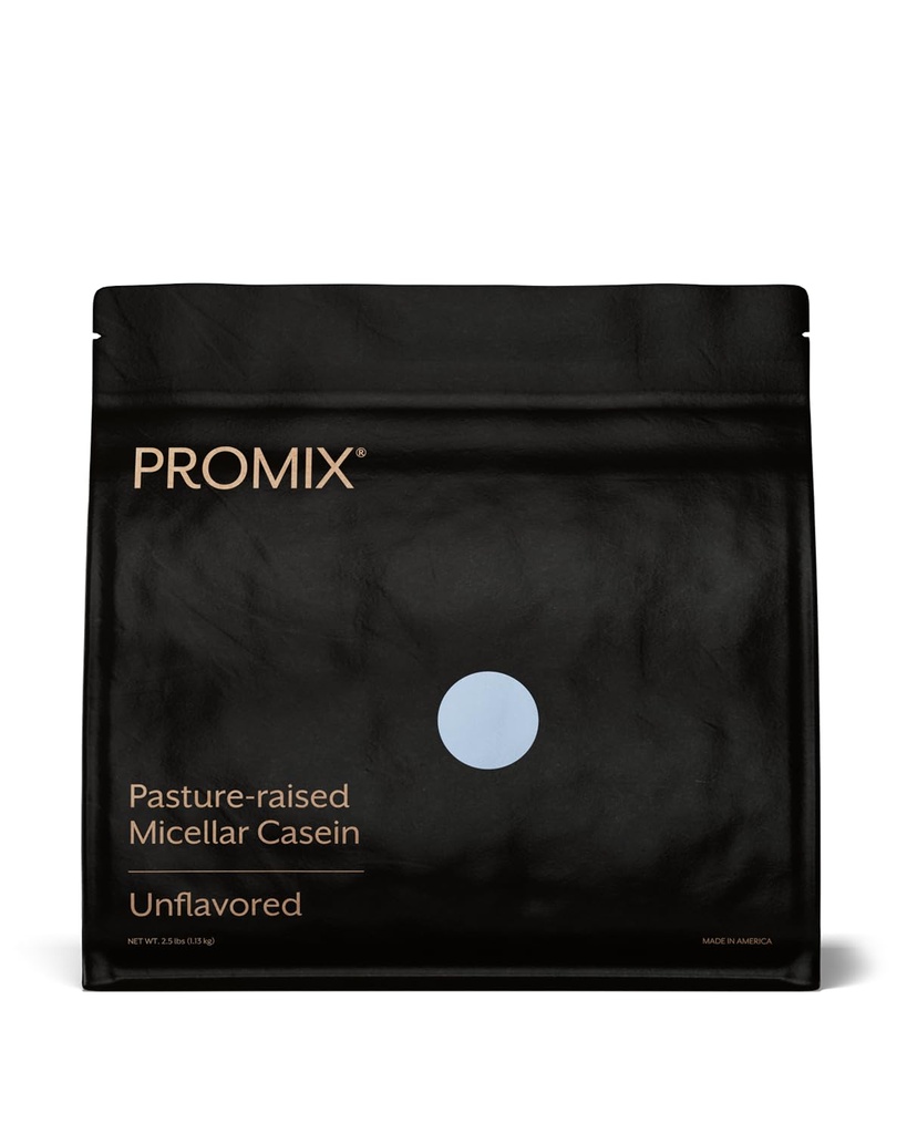 אבקת חלבון ProMix Nutrition Casein - Grass-Fed, Pasture גדל, שחרור איטי Micellar Casein - Gluten-Free - Unflavored, 2.5 פאונד (Pack of 1)