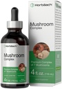 Horbäach Mushroom Complex | 4 Fl Oz Herbal Liquid Drops | Lion's Mane, Reishi, Shiitake, Chaga, Cordyceps, Maitake, ו- Oyster Mushroom תוסף תערובת | Vegetarian | Non-GMO, Gluten Formula Free Formula