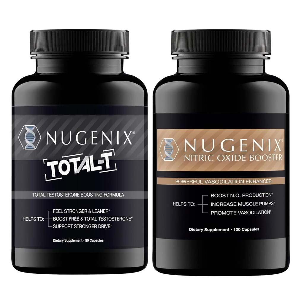 Nugenix Nitric Oxide Booster ו- Total-T טסטוסטרון Booster לגברים