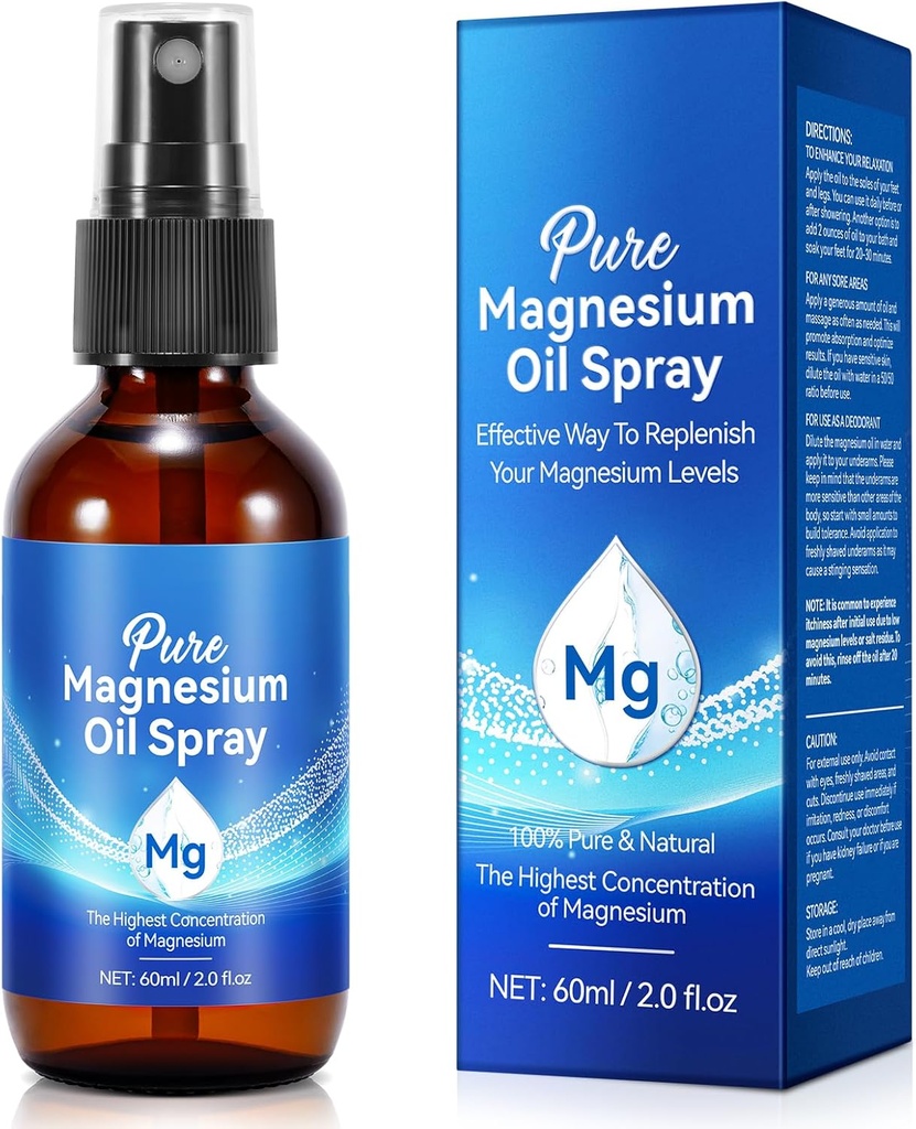 Generic Magnesium Oil Spray, Pure Magnesium Oil Spray for Feet, Nourish Skin and Promote Sleep, Topical Magnesium Oil 2 Fl.Oz.