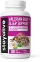 STAY ALIVE Valan Root כמוסות, 8-in-1 לחלץ w/Melatonin, Passion Flower, L-theanine, Lemon Balm, Hops Flower, Chamomile & GABA, 120 Valan Pills, Non-GMO & Gluten-Free Sleep Natural Sleep