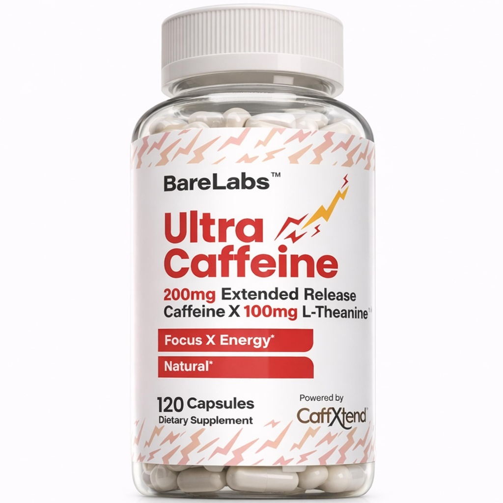 Extended Release Caffeine Pills + Caffeine L-theanine + Focus & אנרגיה תוסף + No Jitters, No Crash + Natural - 120 קפסולות