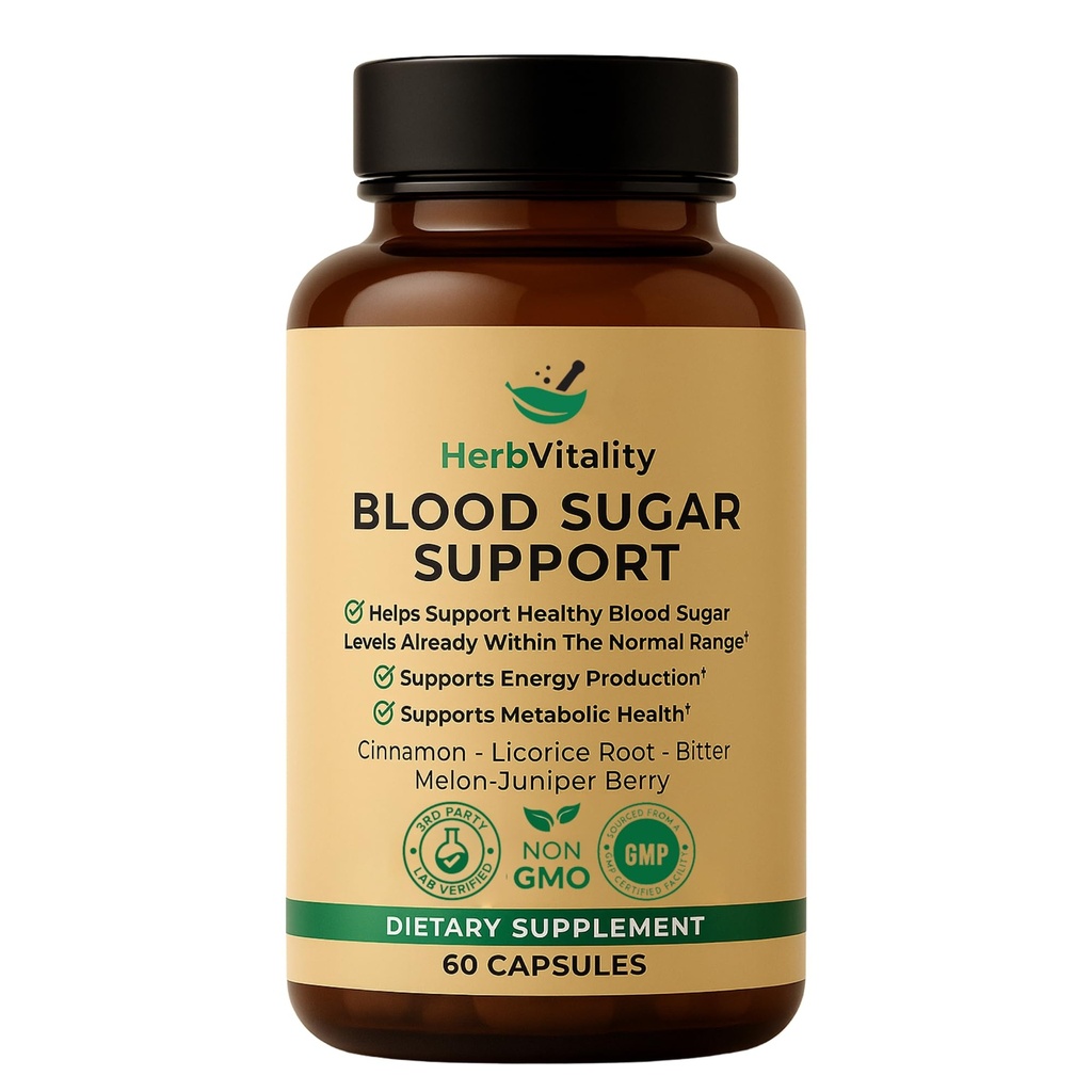 Blood Sugar Support תוסף עם Cinnamon, Bitter Melon - תומך רמות סוכר בדם בריאים כבר בטווחים רגילים