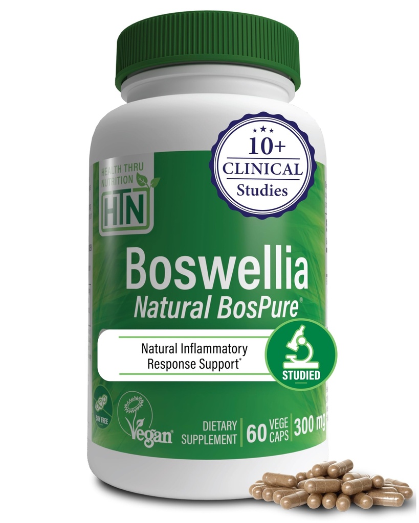 תזונה בריאות Thru תזונה Boswellia 300 מ"ג 60 קפסולות כמו Bospure AKBAMAX; עתיר גבוה 75% Boswellic Acids 10% AKBA | תמיכה ניידות בריאה | מוסמך | Non-GMO, Gluten Free, Soy Free, Soy Free