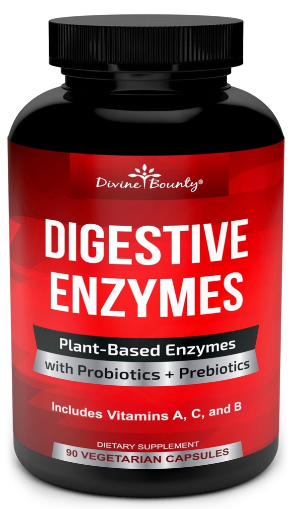 Enzymes with Probiotics & Prebiotics with Lipase, Amylase, Bromelain - תמיכה בטריקט בריא עבור גברים ונשים - 90 קפסולות צמחוניות