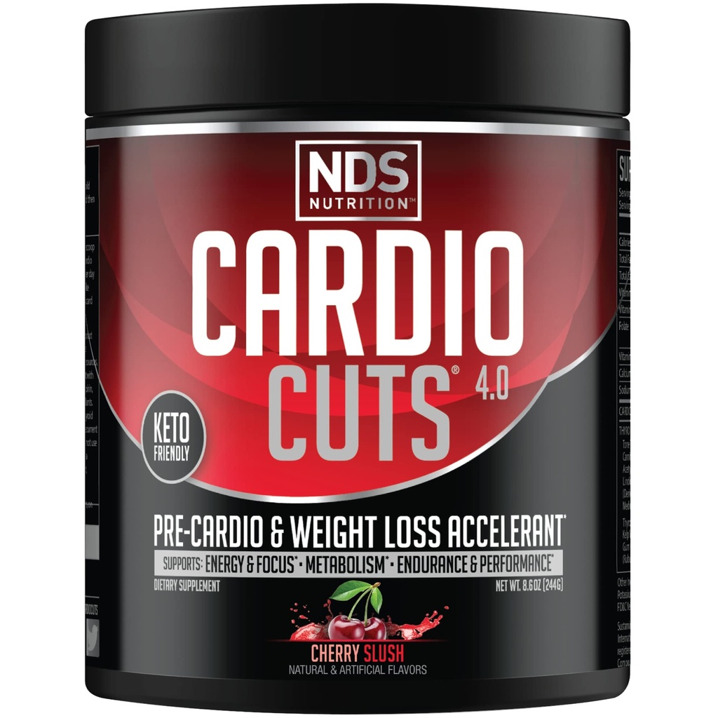 NDS Nutrition 4.0 Pre Workout תוסף - אובדן משקל מתקדם ופורמולה Pre Cardio עם L-Carnitine, CLA, MCTs, L-Glutamine, ו שמן ספפיר - Cherry Slush (40 משרתים)