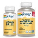 SOLAרי ויטמין D3 K2 ומגנזיום Glycinate - Bone Health Bundle - Calcium Absorption, Nerve, Heart and Immune Support w / 5000 IU ויטמין D, 350 מ"ג Chelated Magnesium, 60 ימים להבטיח, 120ct / 120ct / 120ct