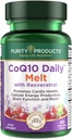 מוצרי Purity CoQ10 Daily עם Resveratrol Melt 100 מ"ג CoQ10-30 מ"ג Trans-Resveratrol - ויטמין A, D3, E ו- B12 (כמו methylcobalamin) - 60 טבליות לדיסק מהיר