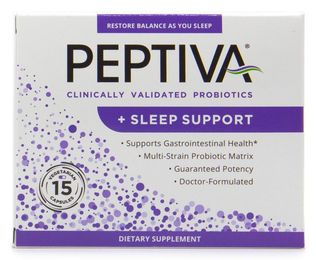 Peptiva 26 מיליארד CFU Probiotic ו- Sleep Support - קלינית אימות Multi-Strain Probiotic - Lactobacillus ו Bifidobacterium, Melatonin - 15 Count