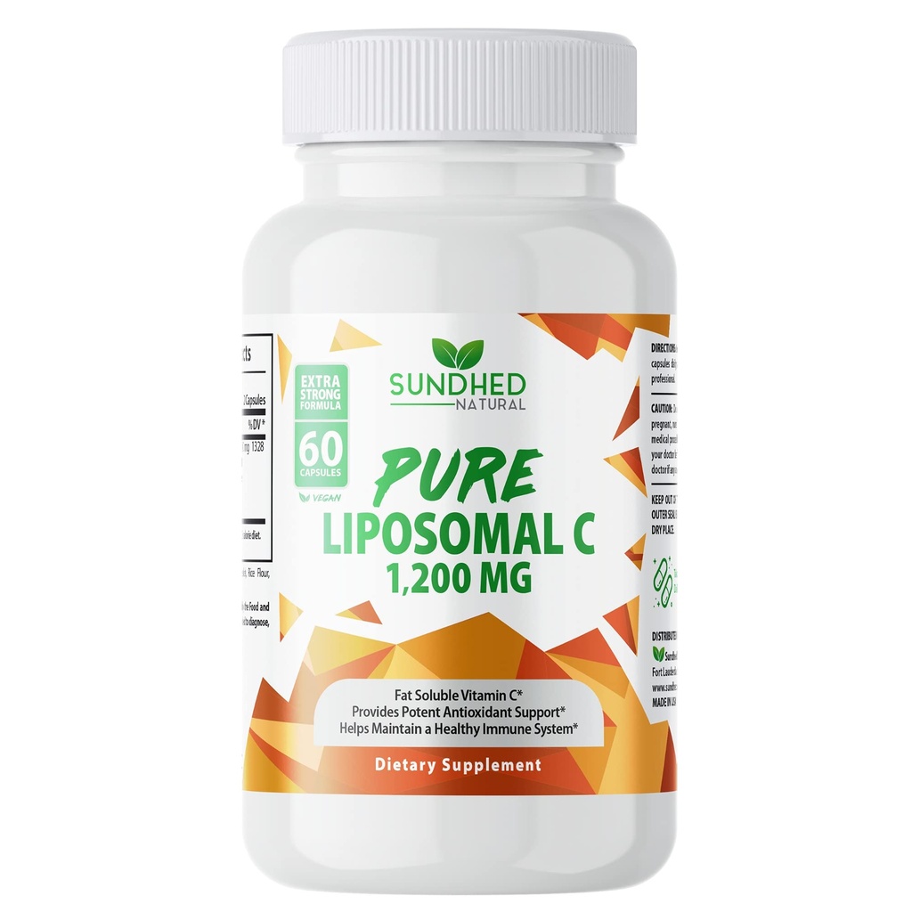 ויטמין C - 1200mg Immune System & Collagen Health Booster, Helps Anti Aging Skin ויטמינים, Sodium Ascorbate, Sunflower Lecithin, Lypo Spheric - 60 קפסולות