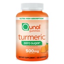 Qunol Zero Sugar Turmeric Gummies, מסטיק עם 500 מ"ג כורכום Turmeric, תוסף תמיכה משותף, Ultra High Absorption Tumeric Curcumin, Vegetarian, Gluten Free, 120 הרוזן